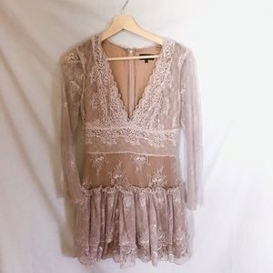 majorelle // light pink and nude lace dress